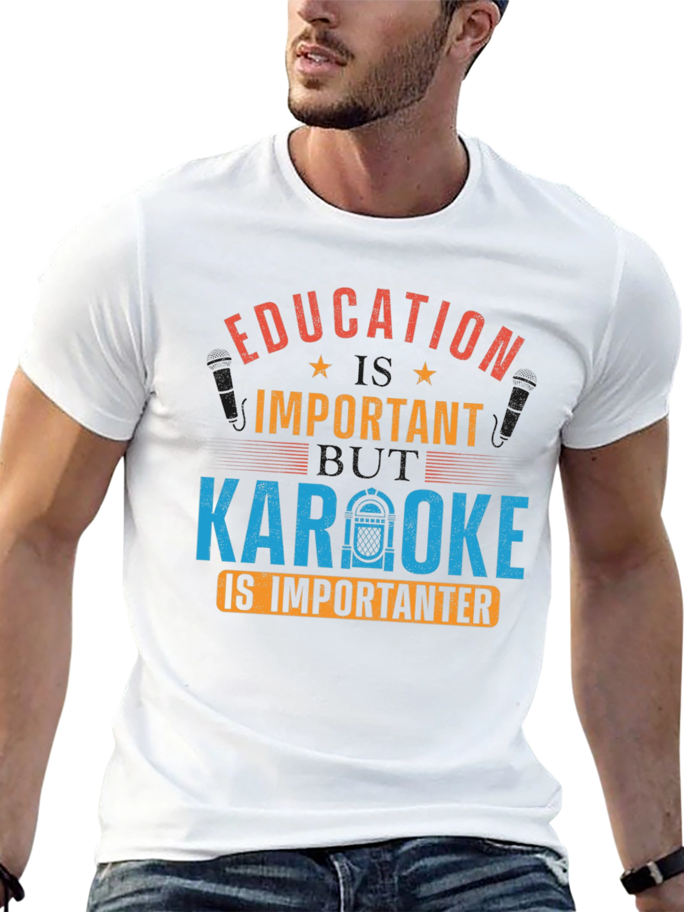 Black Education Important Karaoke Importanter Black T-Shirt view 13