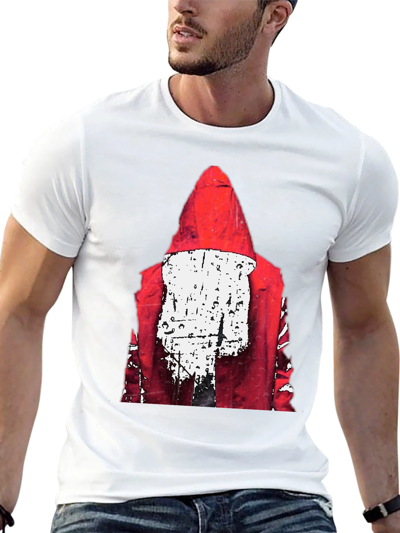 Black Red Hood Graphic Print Black T-Shirt view 13