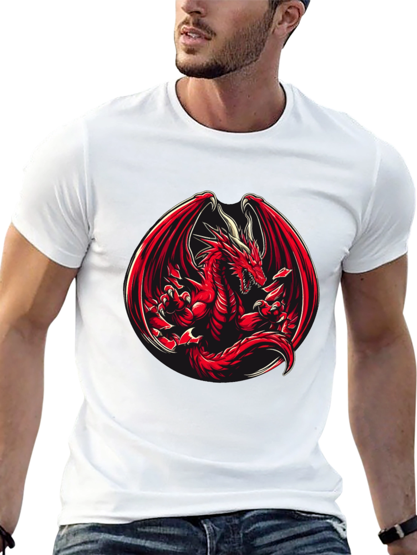 Black Red Dragon Graphic T-Shirt view 13