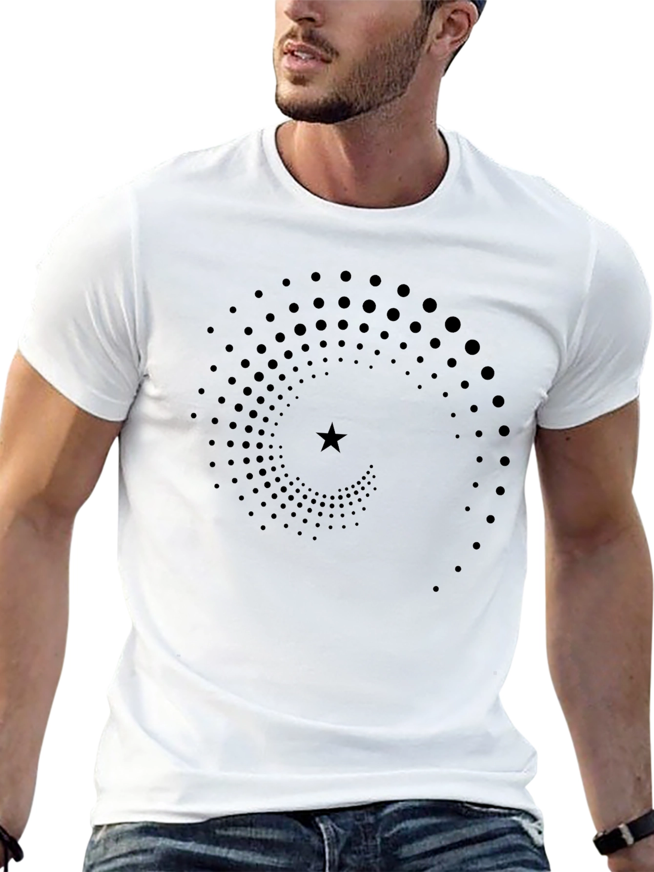 Black Spiral Star Graphic T-Shirt - Black view 13