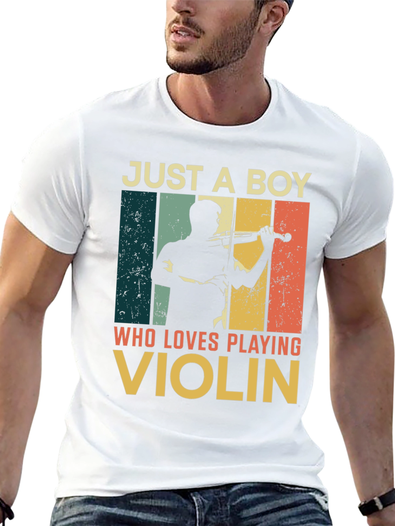 Black Just a Boy Who Loves Playing Violin T-Shirt view 13