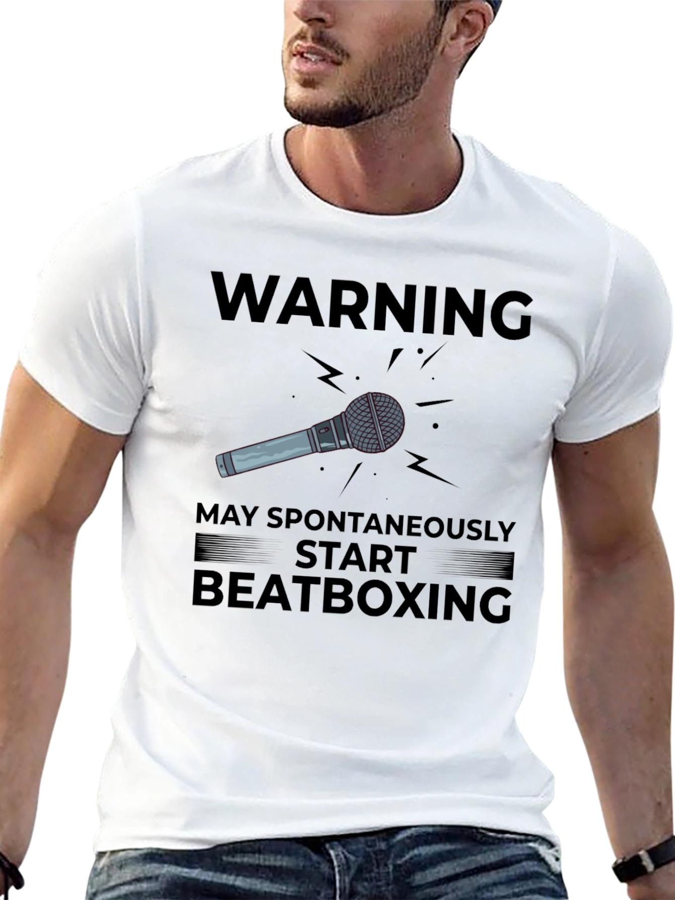 Black Warning: May Spontaneously Start Beatboxing T-Shirt view 13