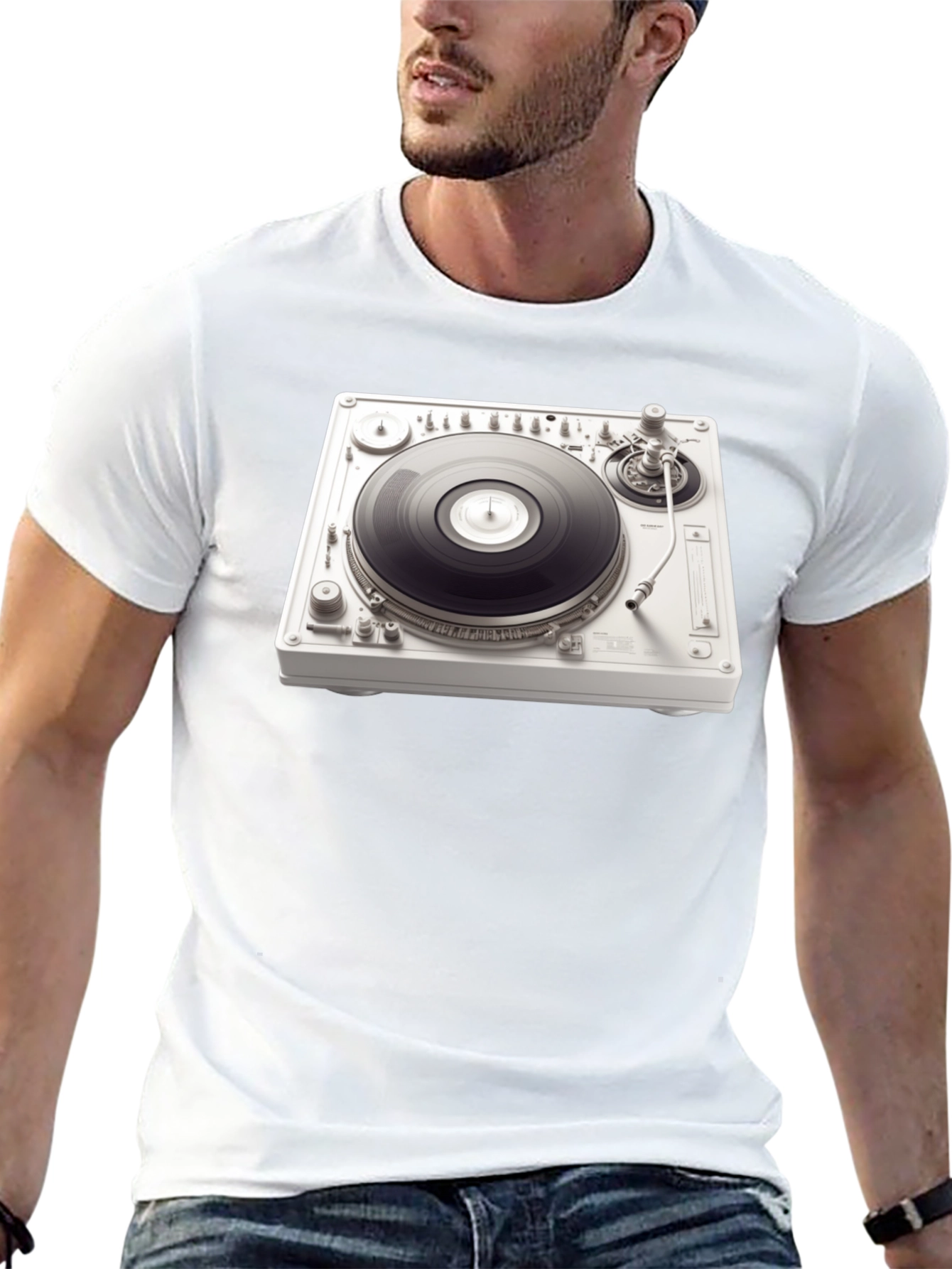 Black DJ Turntable Graphic Tee - Music Lover's T-Shirt view 13
