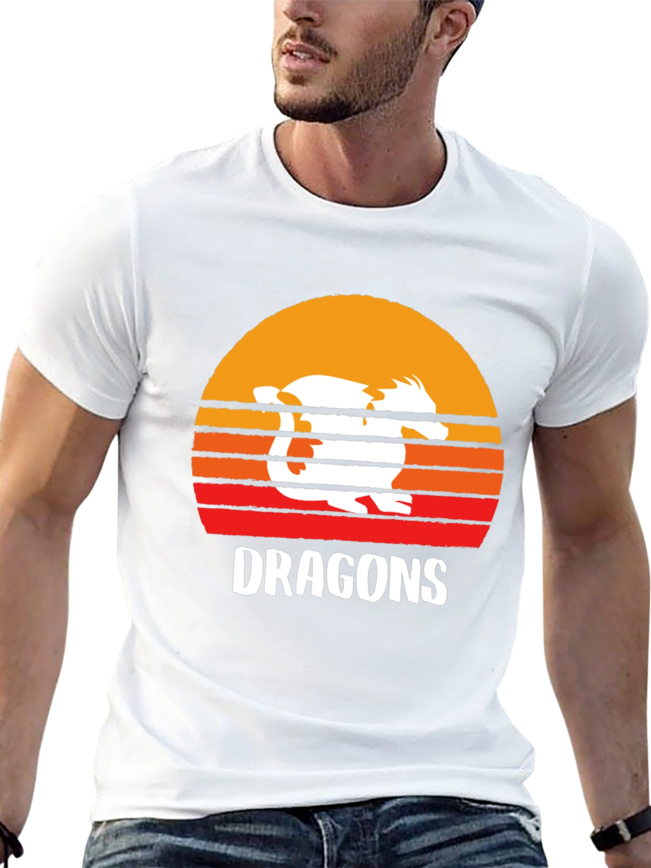 Retro Dragons Sunset Graphic T-Shirt - 13