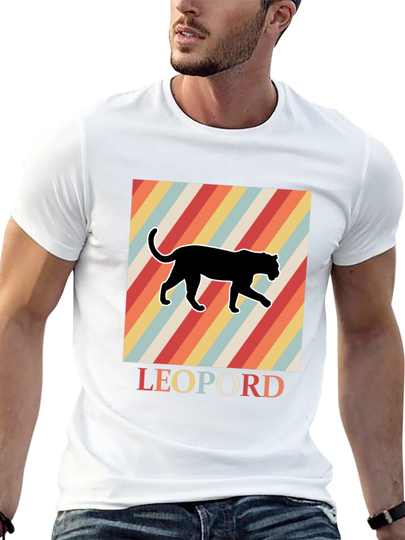Black Retro Leopard Graphic T-Shirt - Cool Vintage Style view 13