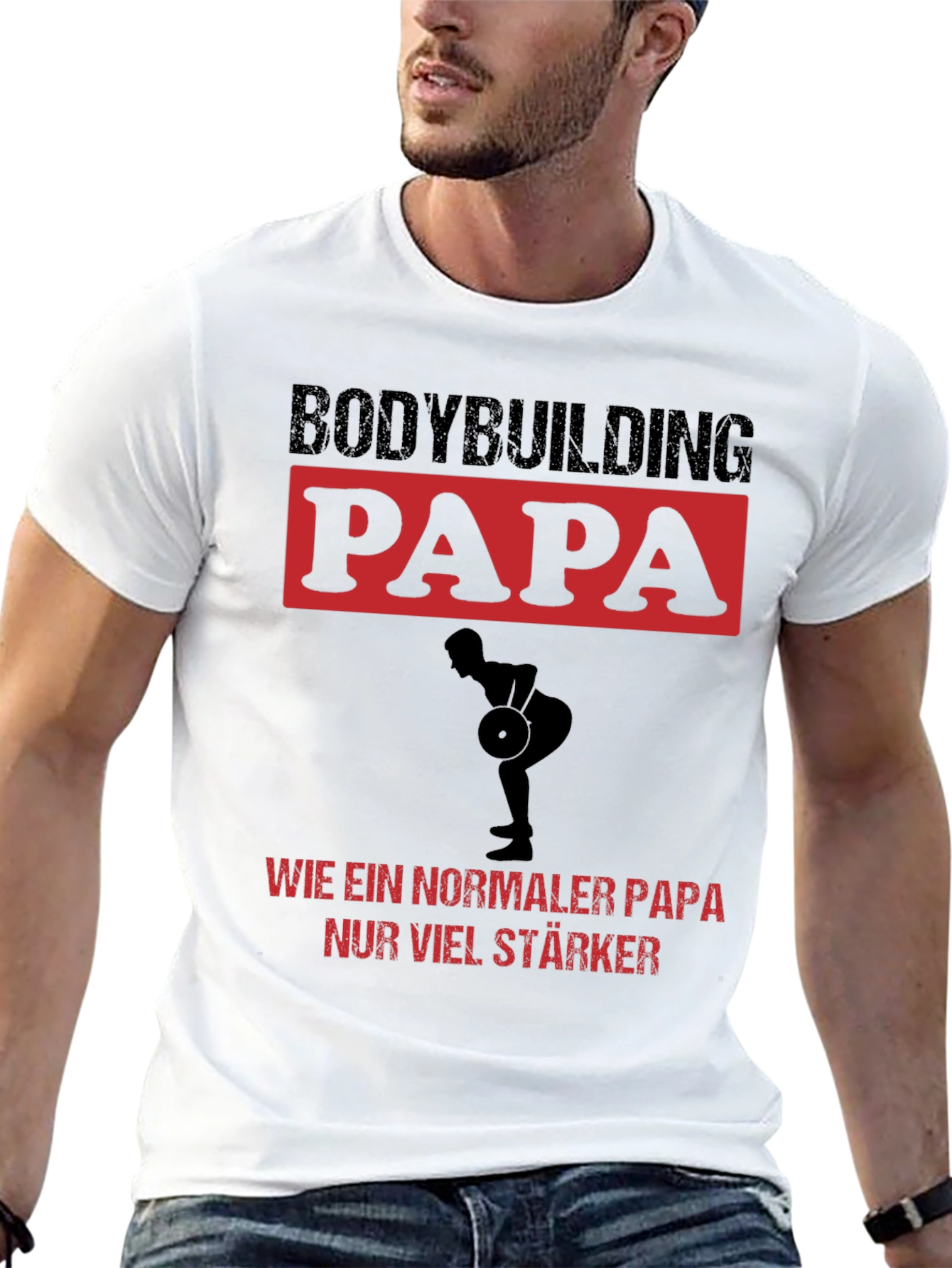 Black Bodybuilding Papa T-Shirt - Strong Dad Tee view 13