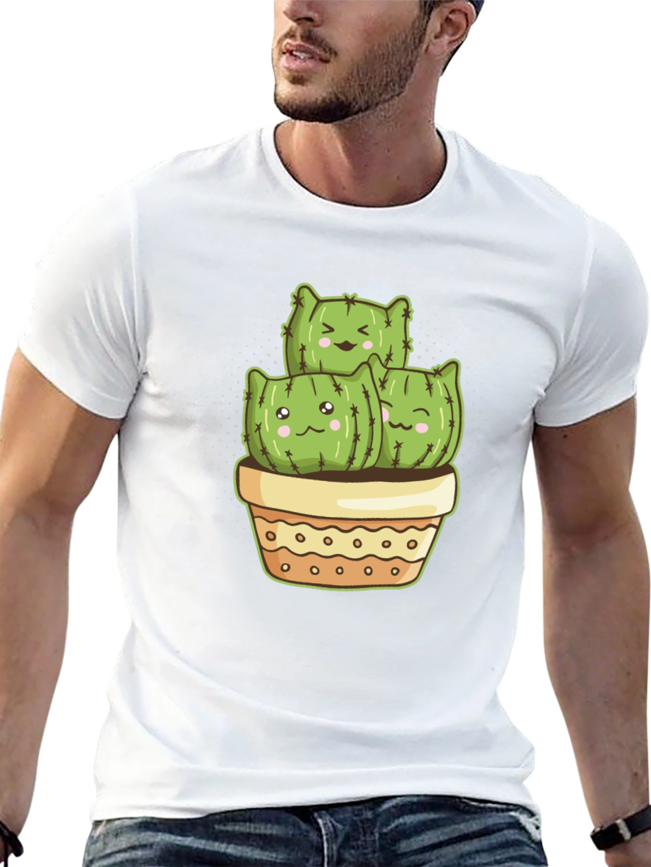 Black Cute Cactus Crew T-Shirt view 13