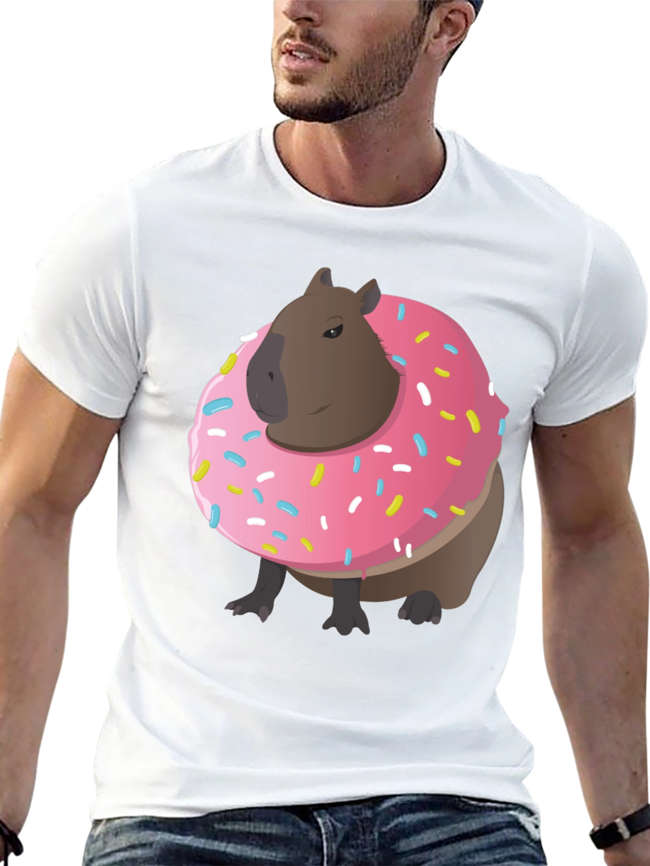 Black Capybara Donut T-Shirt - Funny Graphic Tee view 13