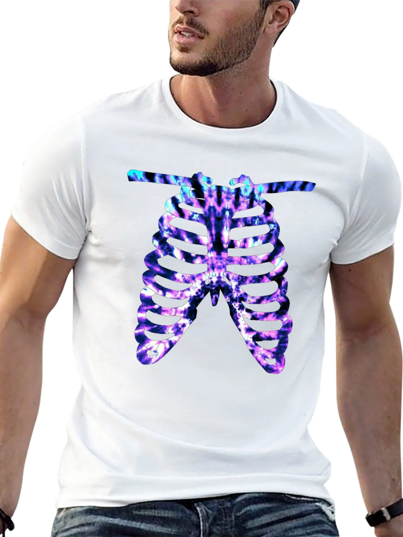 Black Tie Dye Rib Cage Graphic Tee view 13