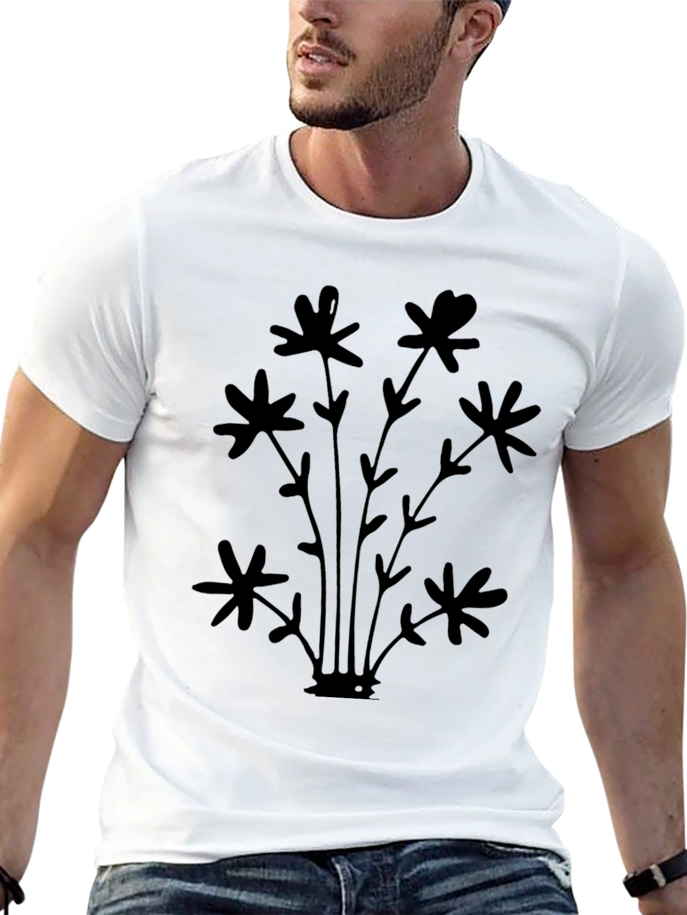 Black Men's Black Floral Graphic Tee view 13