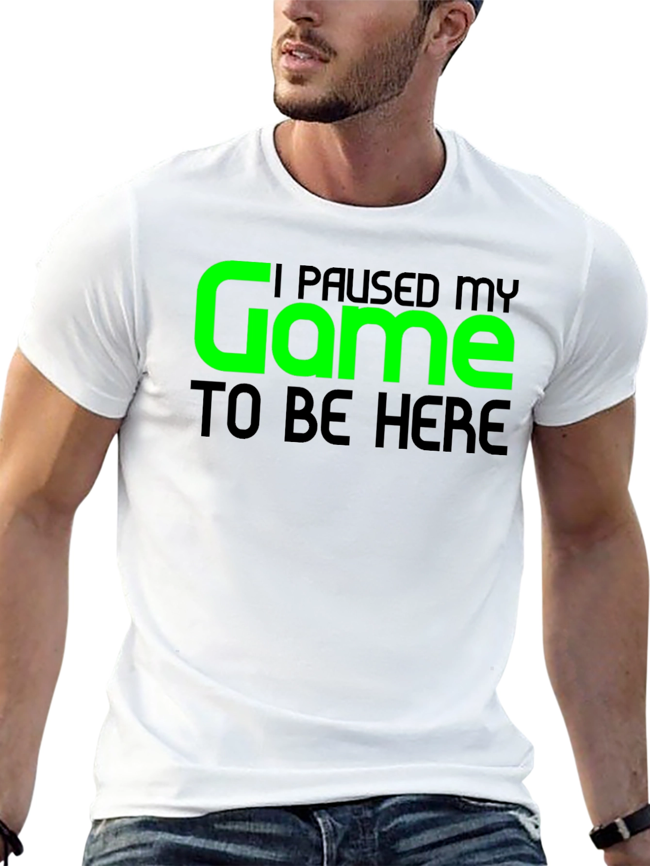 Black Gamer T-Shirt - I Paused My Game To Be Here view 13