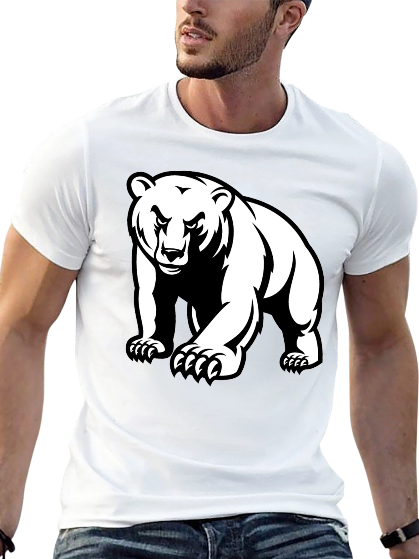 Black Bear Graphic Tee - Black Crew Neck T-Shirt view 13