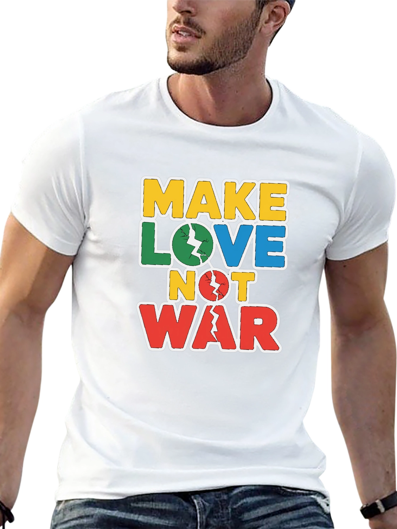 Black Make Love Not War Graphic Tee view 13