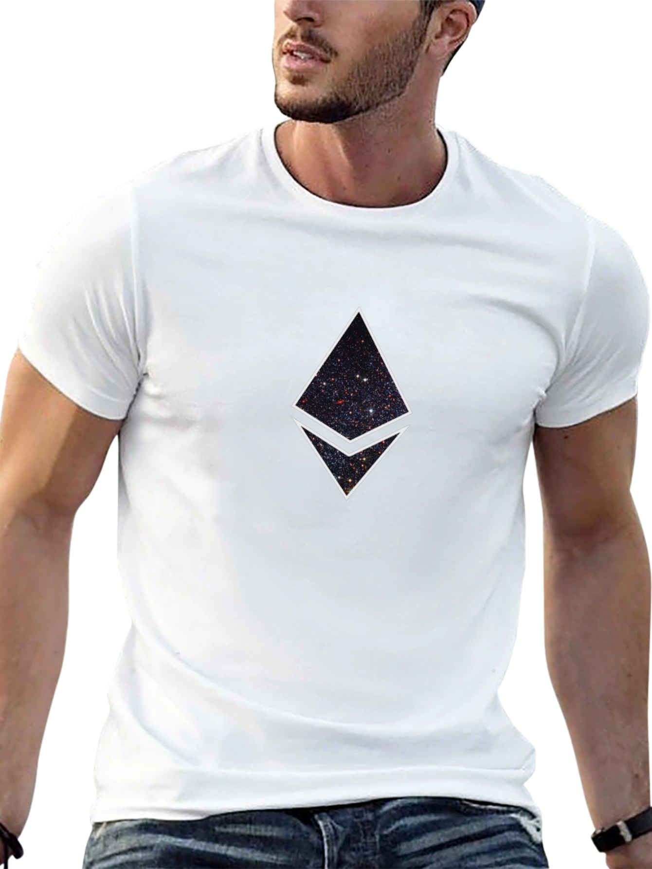 Black Ethereum Galaxy Graphic T-Shirt view 13