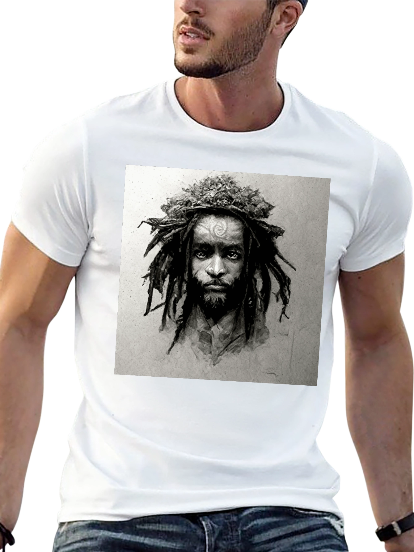 Black Rasta Man Graphic Print Black T-Shirt view 13
