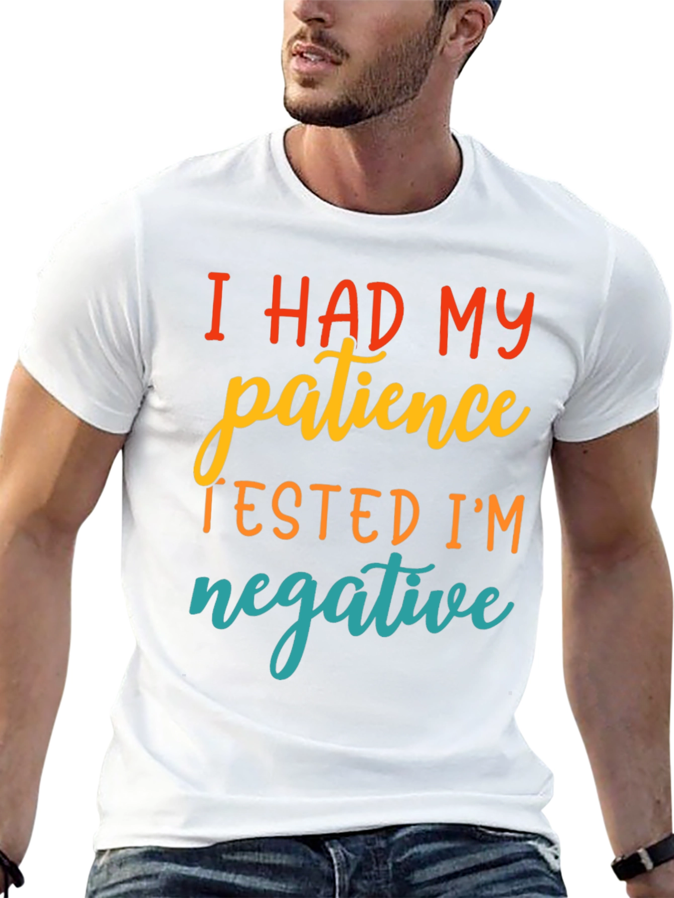 Black Funny Patience Tested Negative Graphic T-Shirt view 13