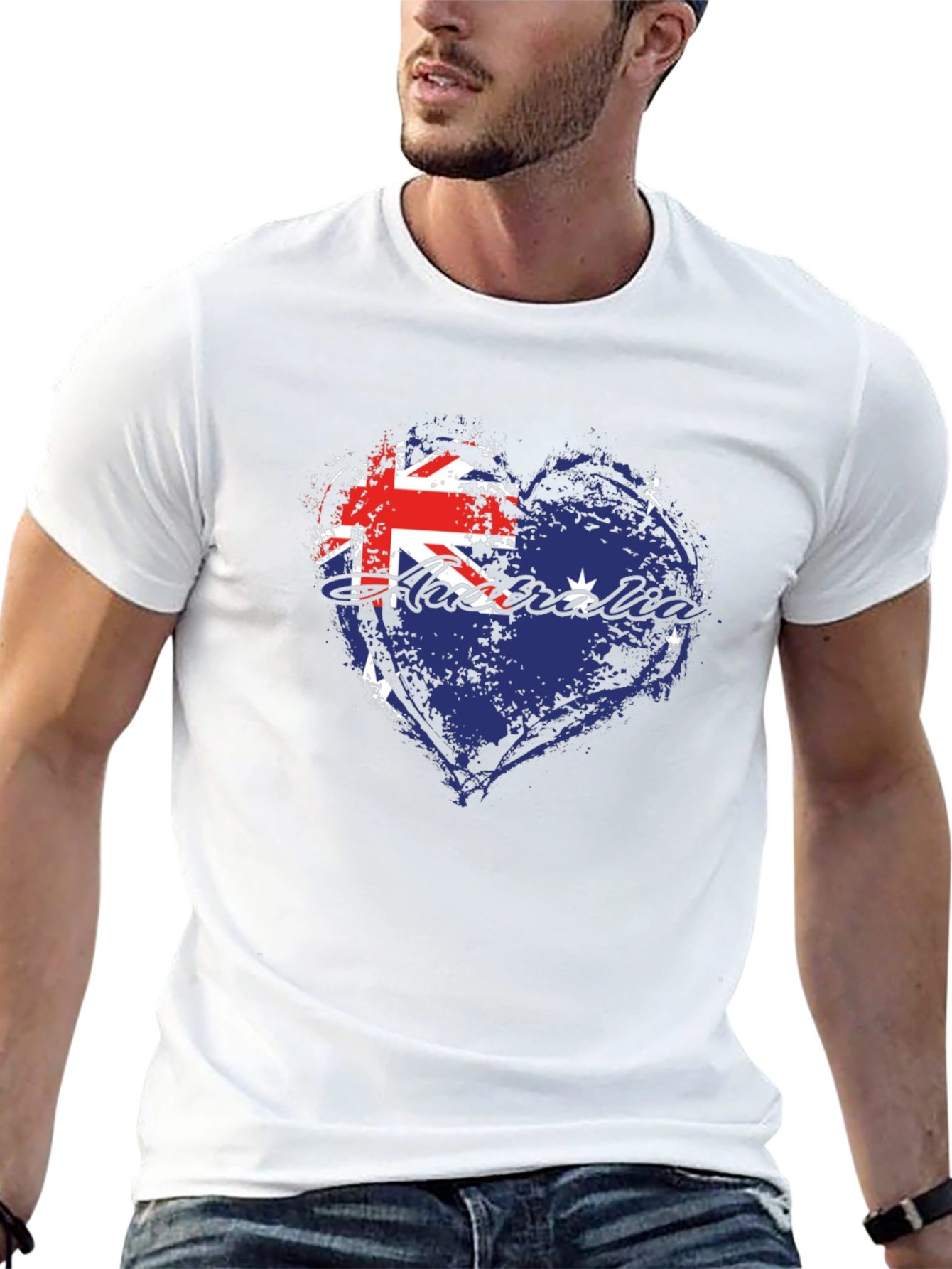 Black Australia Flag Heart Graphic Tee - Black view 13