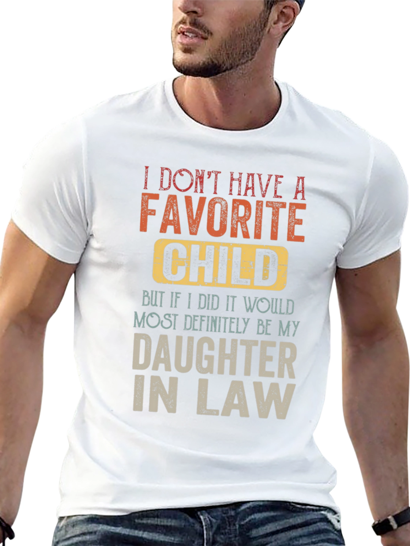 Black Funny Daughter-in-Law T-Shirt: No Favorite Child view 13