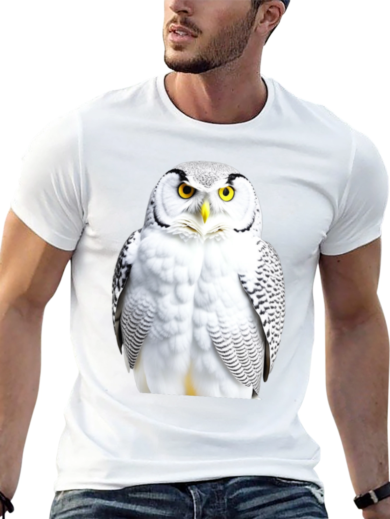 Black Snowy Owl Graphic Black T-Shirt view 13