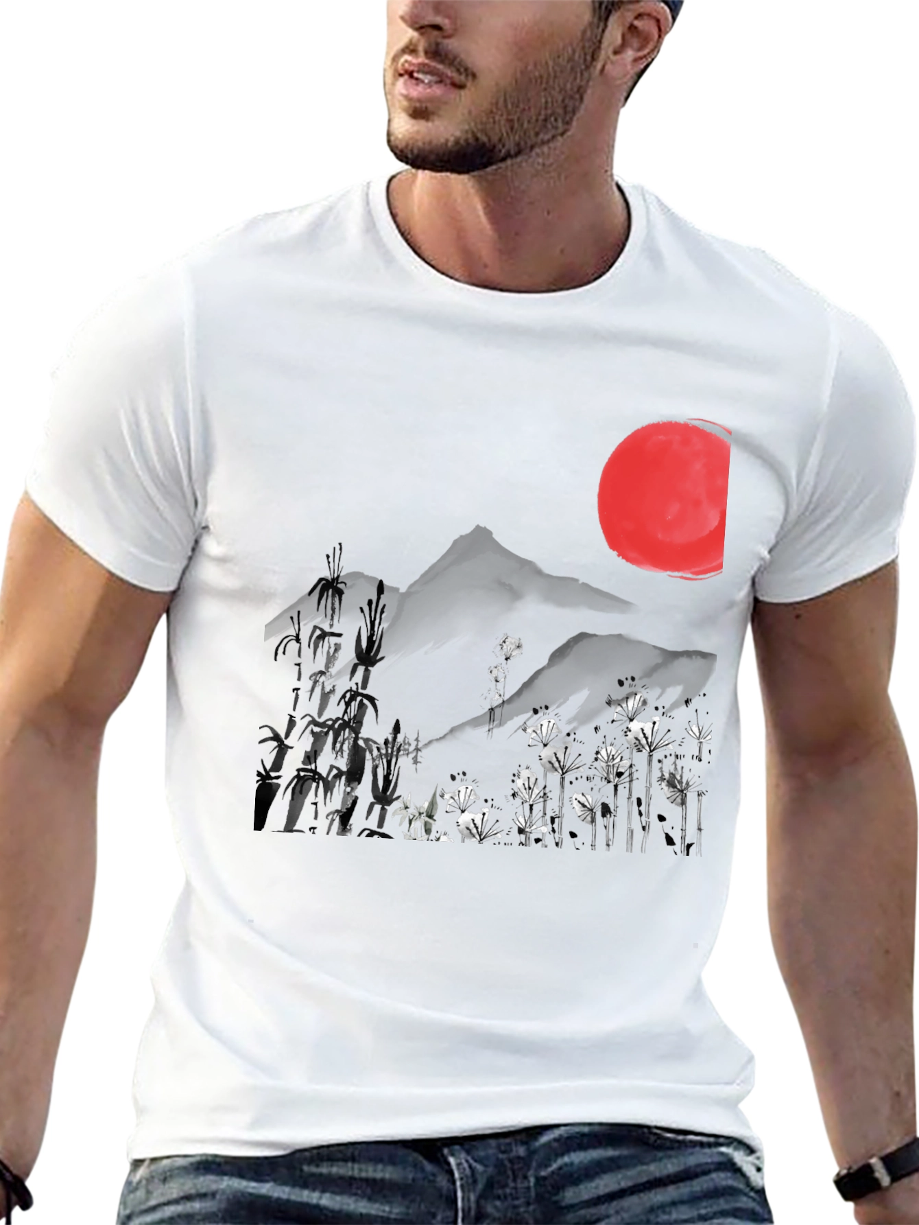 Black Japanese Sumi-e Style Graphic Tee view 13
