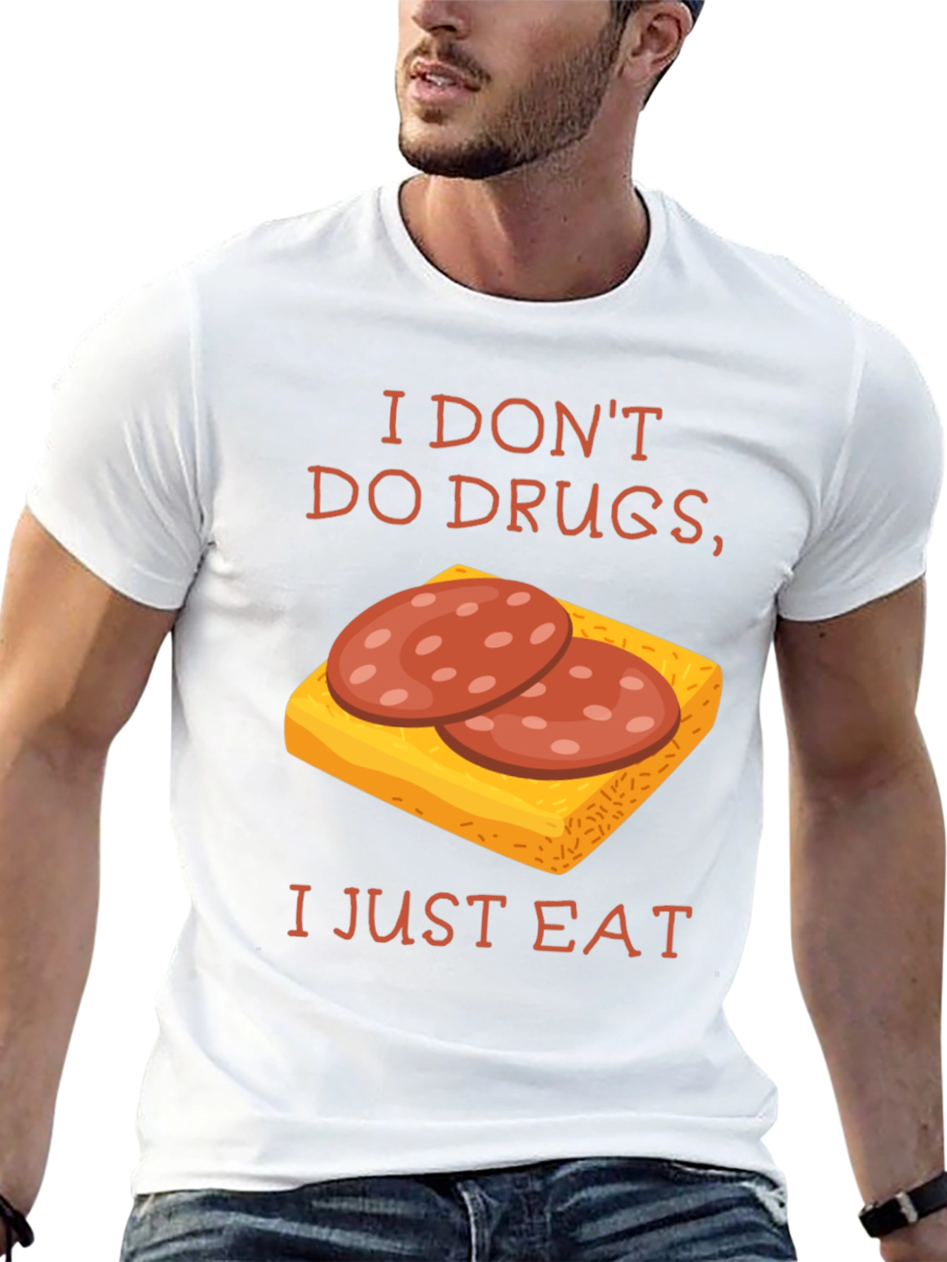 Black Funny 'I Don't Do Drugs, I Just Eat' Graphic T-Shirt view 13