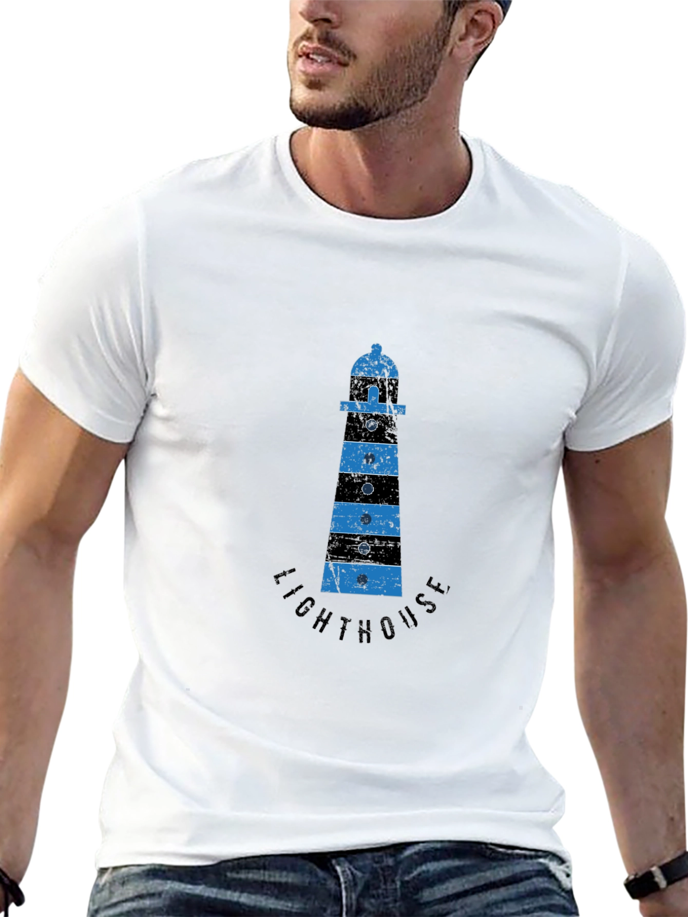 Black Lighthouse Graphic Print T-Shirt view 13