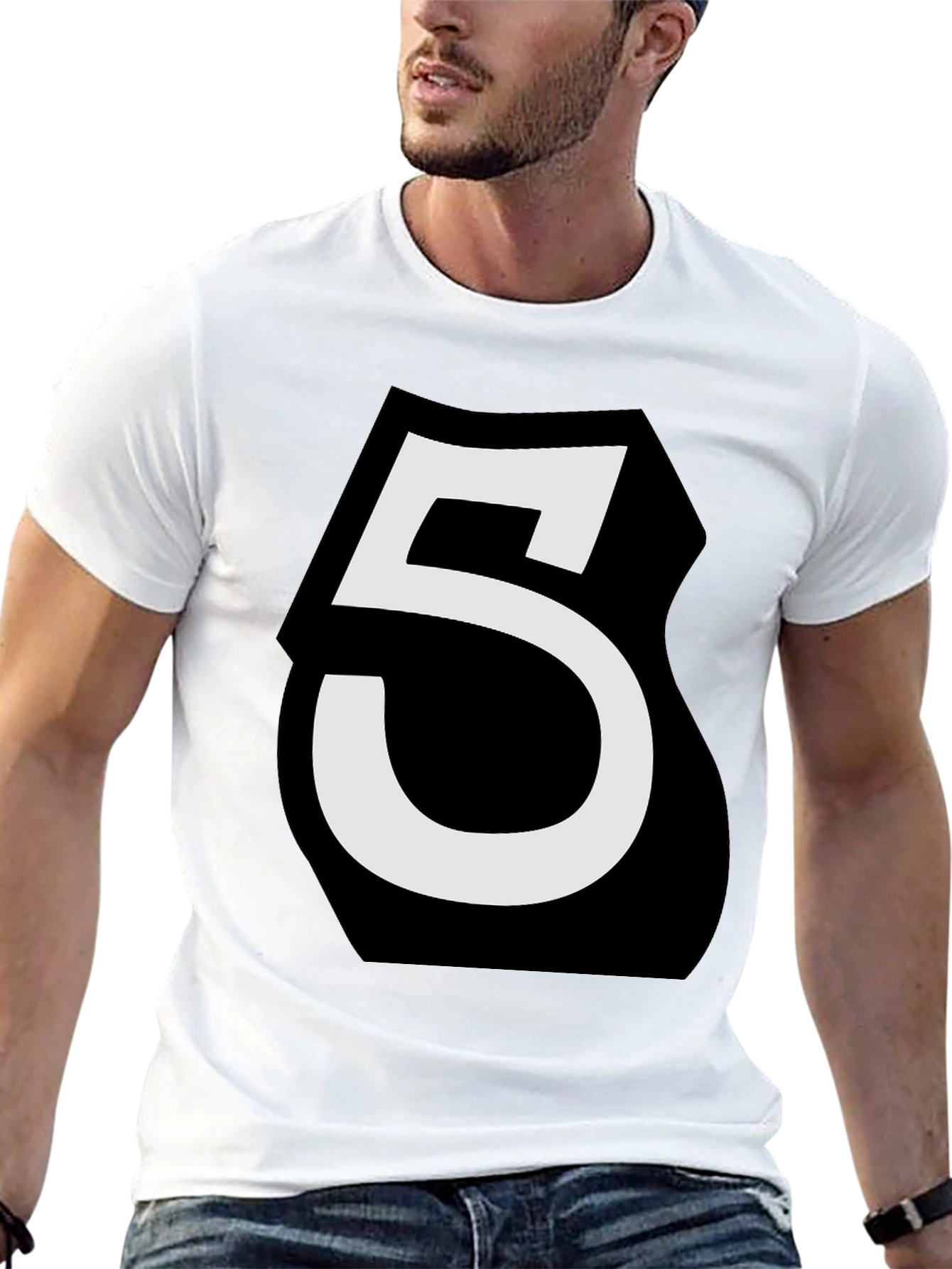 Black Number 5 Graphic Tee - Bold Statement Shirt view 13