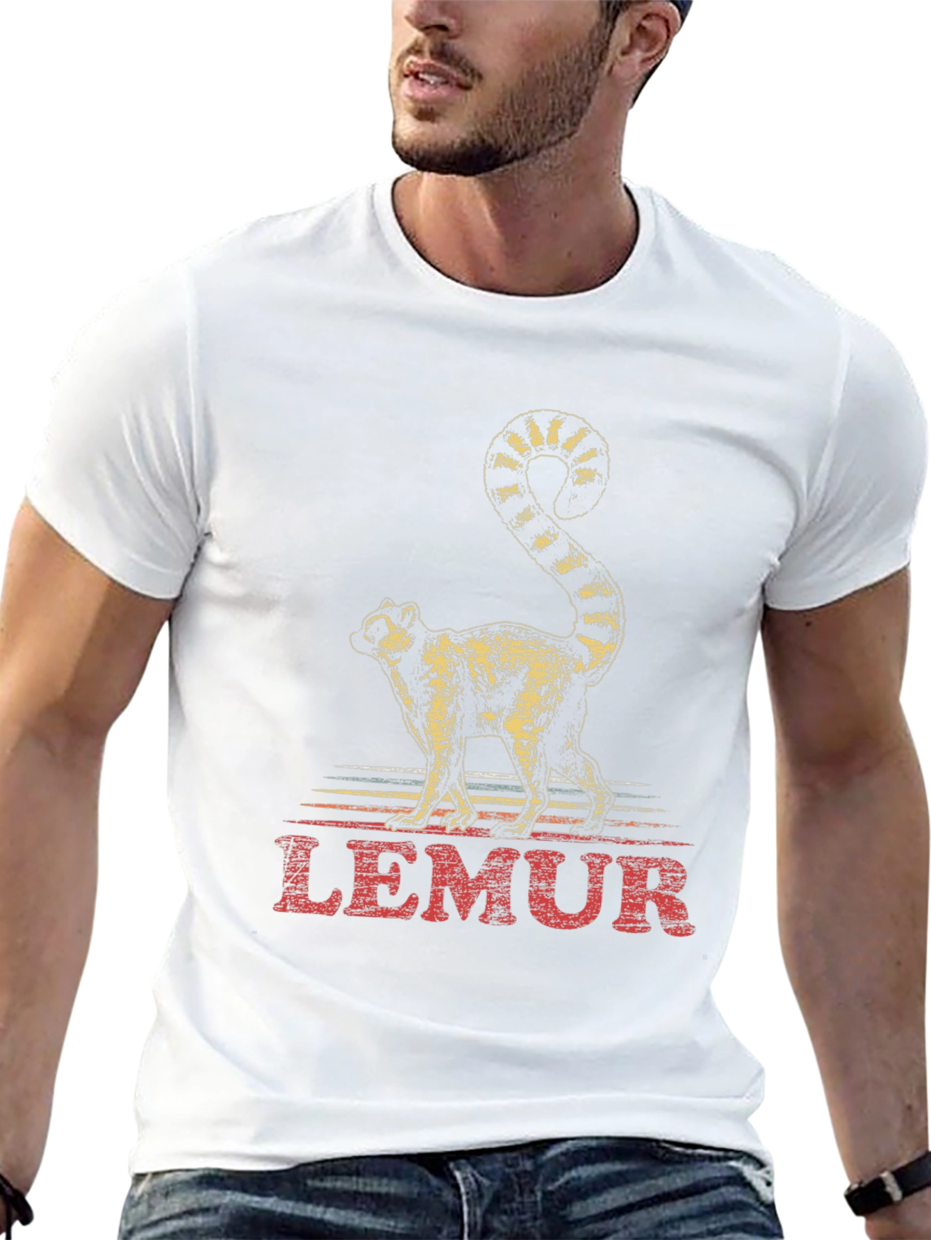 Black Lemur Graphic Print Crew Neck T-Shirt view 13