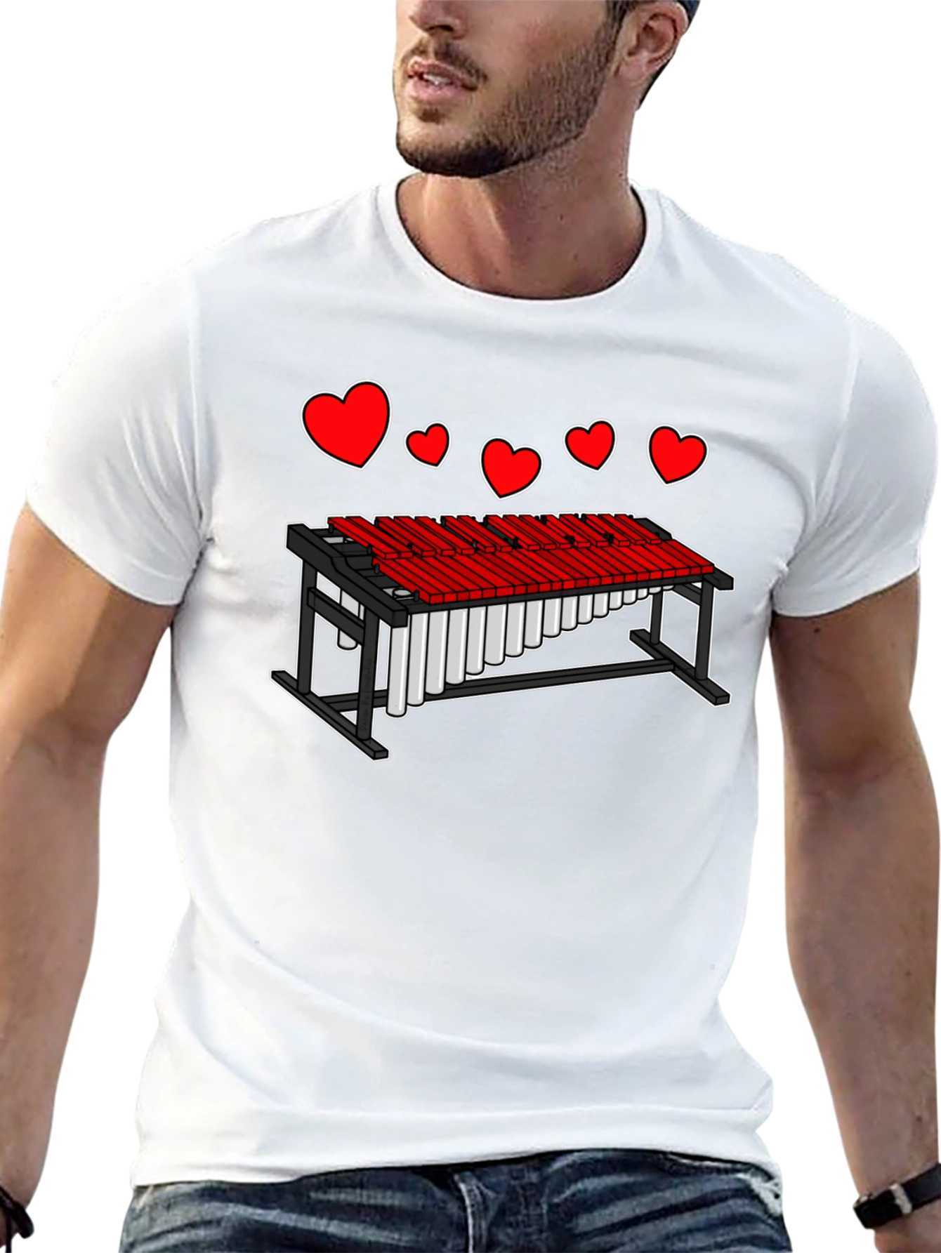 Black Heart Marimba Music T-Shirt view 13