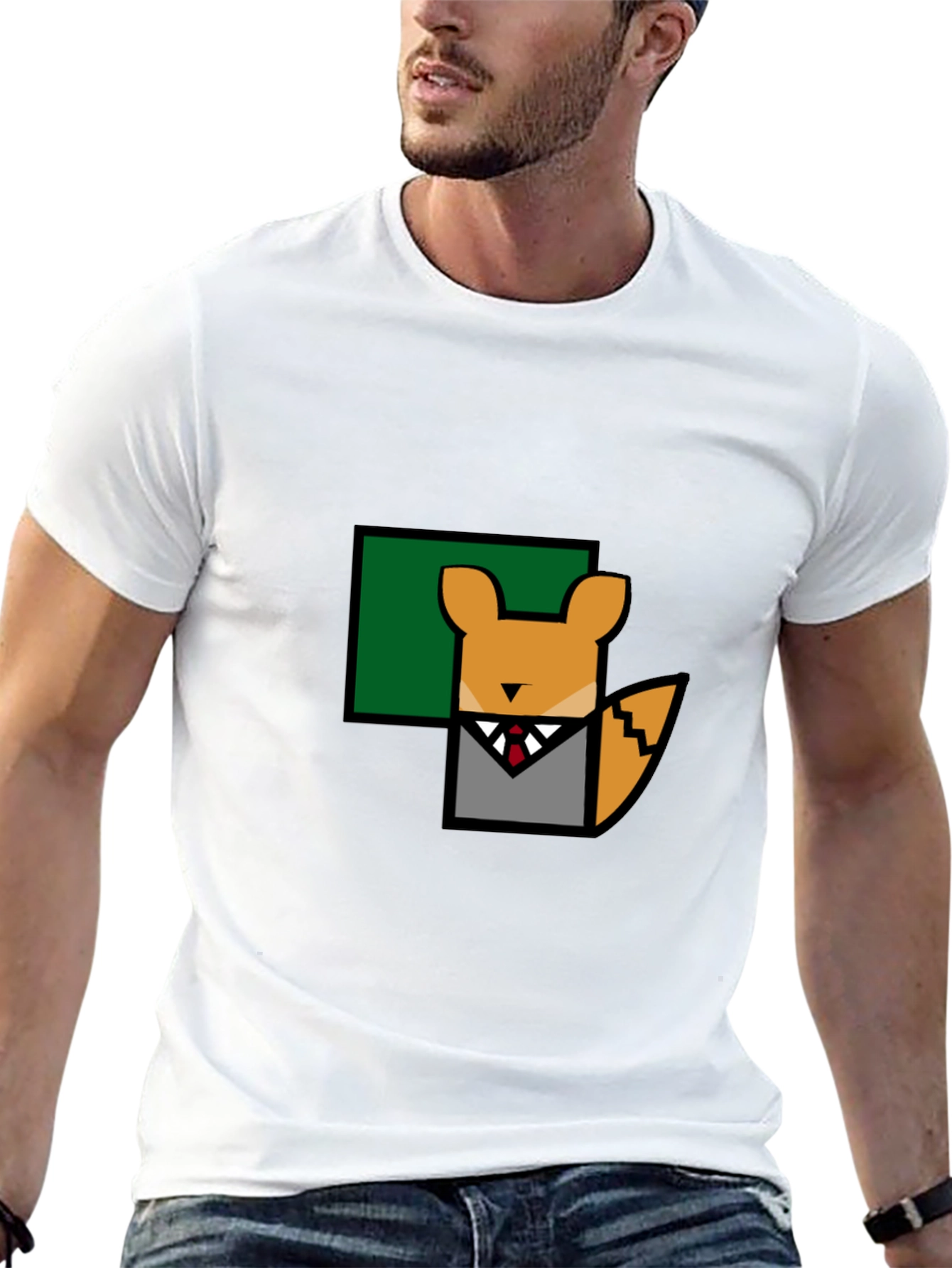 Black Geometric Fox T-Shirt - Cool Animal Design view 13