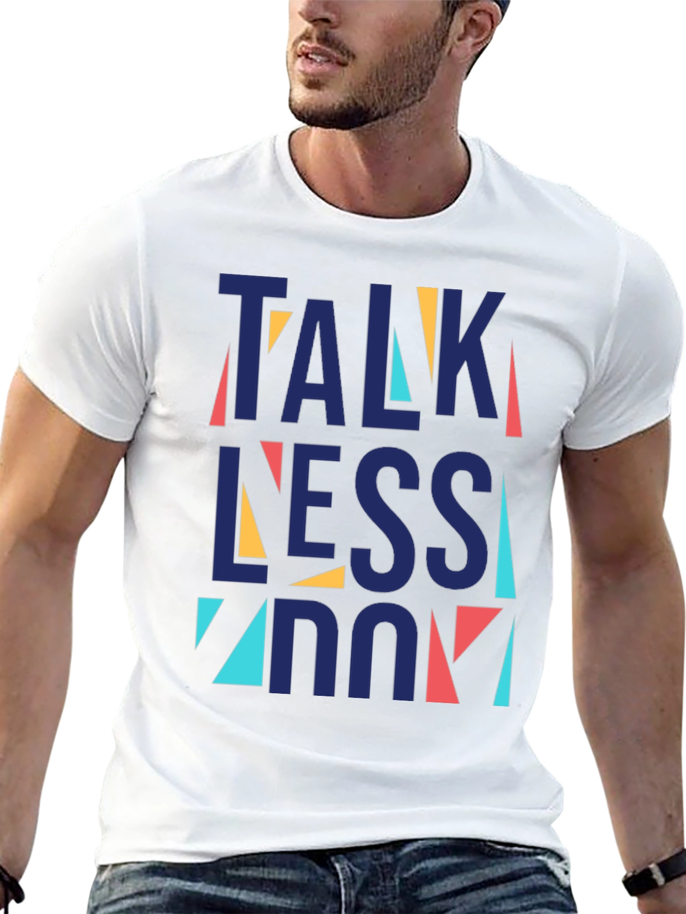 Black Talk Less Do More Graphic Tee - Black Cotton Blend T-Shirt view 13