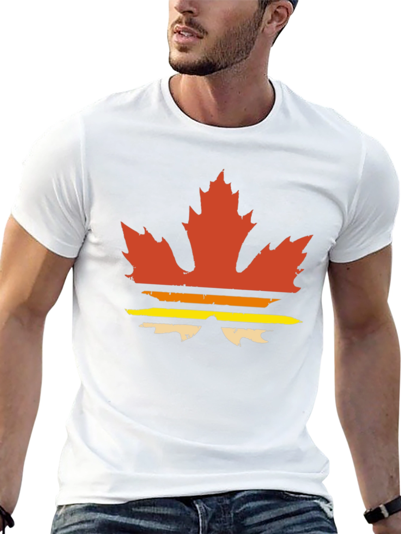 Black Retro Maple Leaf Graphic Tee - Vintage Style T-Shirt view 13