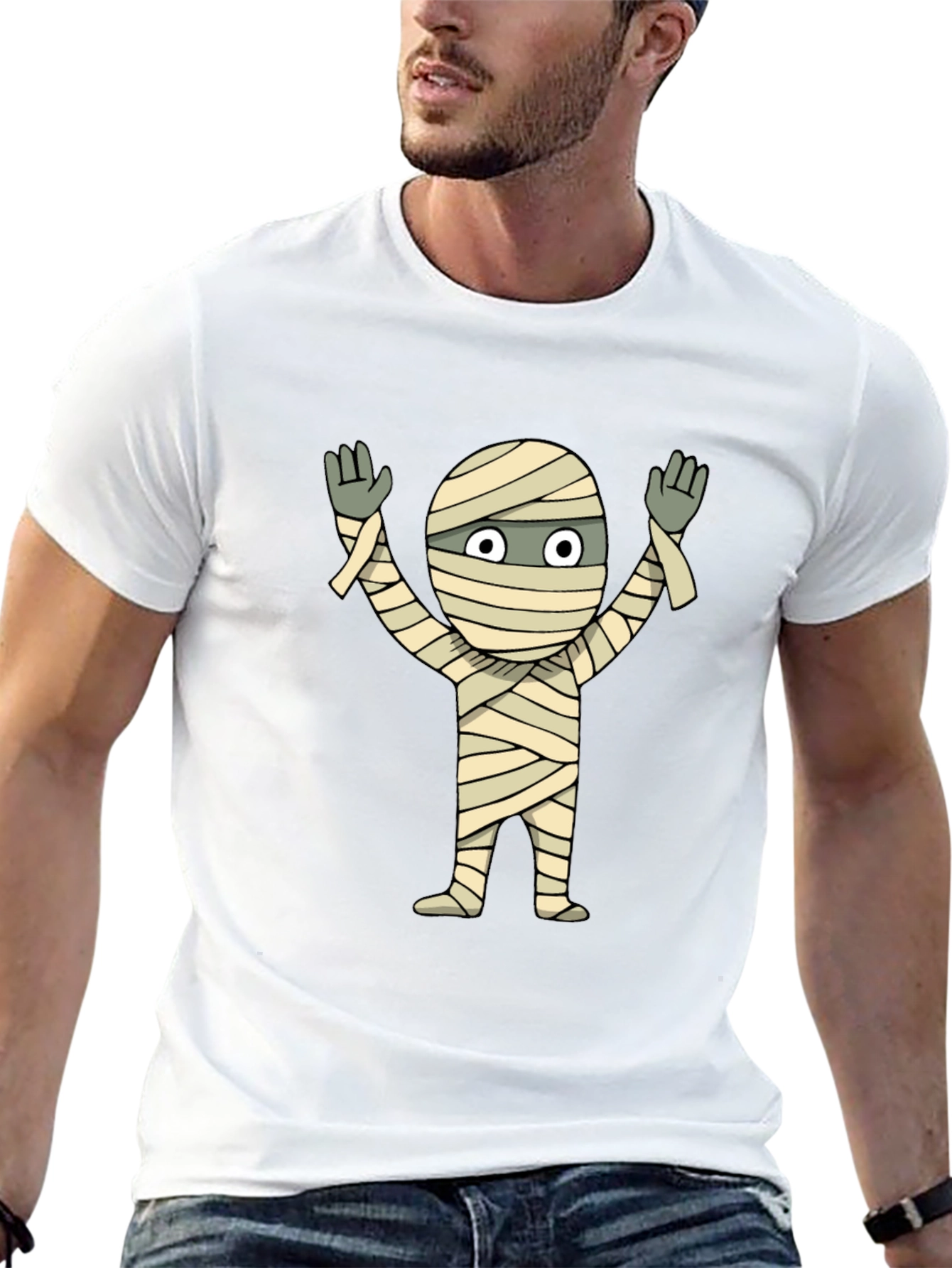 Black Mummy Graphic Tee - Halloween Black T-Shirt view 13