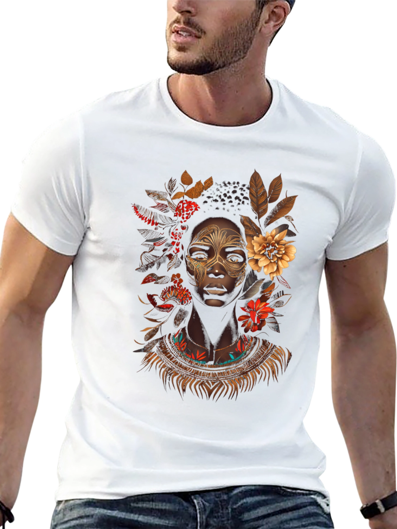 Black Floral Afro-centric Graphic T-Shirt view 13