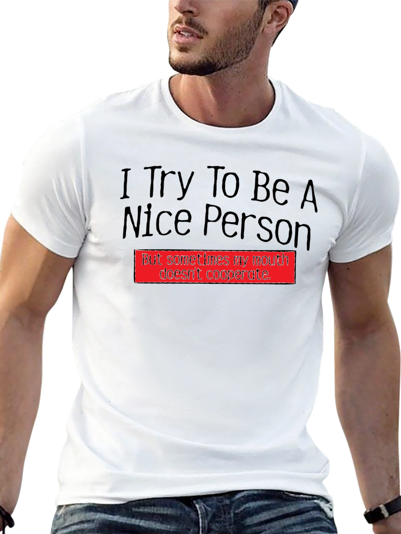 Black Funny "Nice Person" Graphic Tee view 13