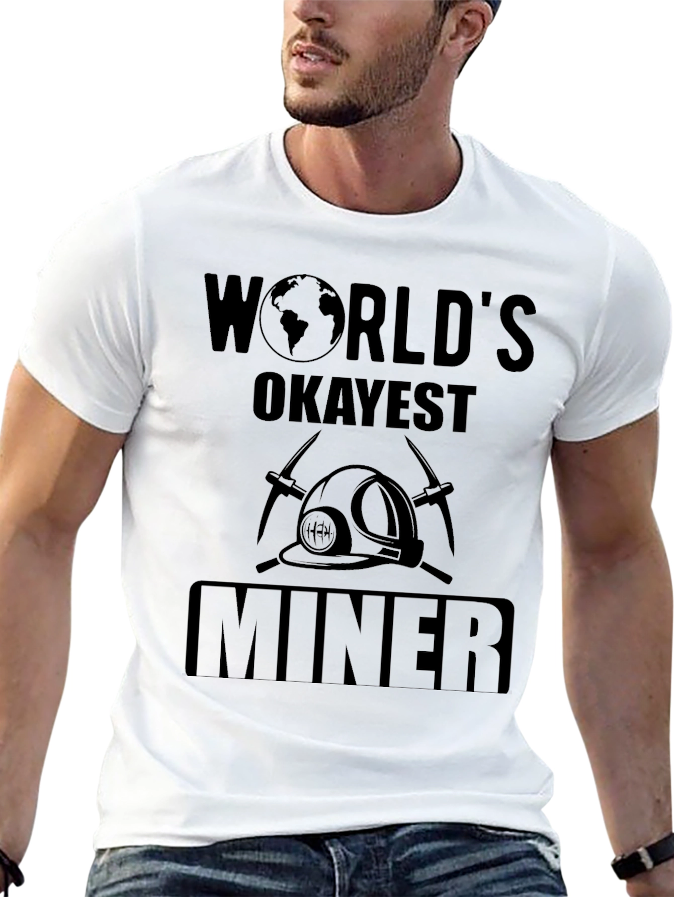 Black World's Okayest Miner Black Graphic T-Shirt view 13