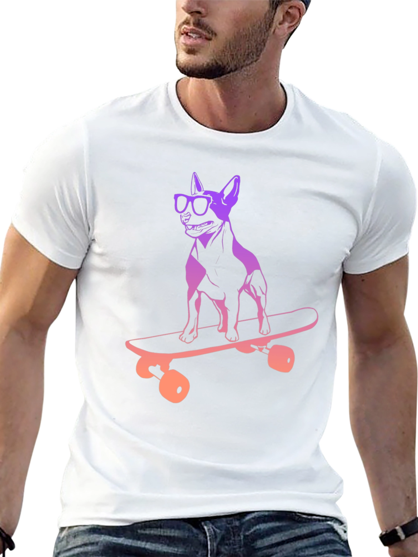 Black Skateboarding Dog Graphic Tee - Cool & Unique Design view 13