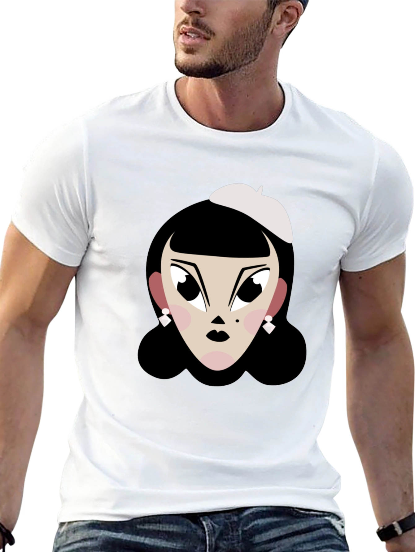 Black Cartoon Woman T-Shirt: Retro Chic Tee view 13