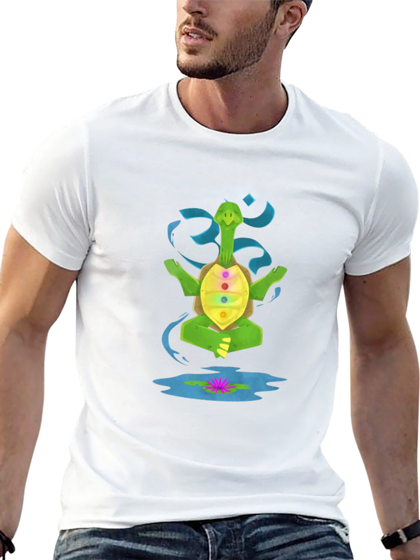 Black Meditating Turtle T-Shirt view 13