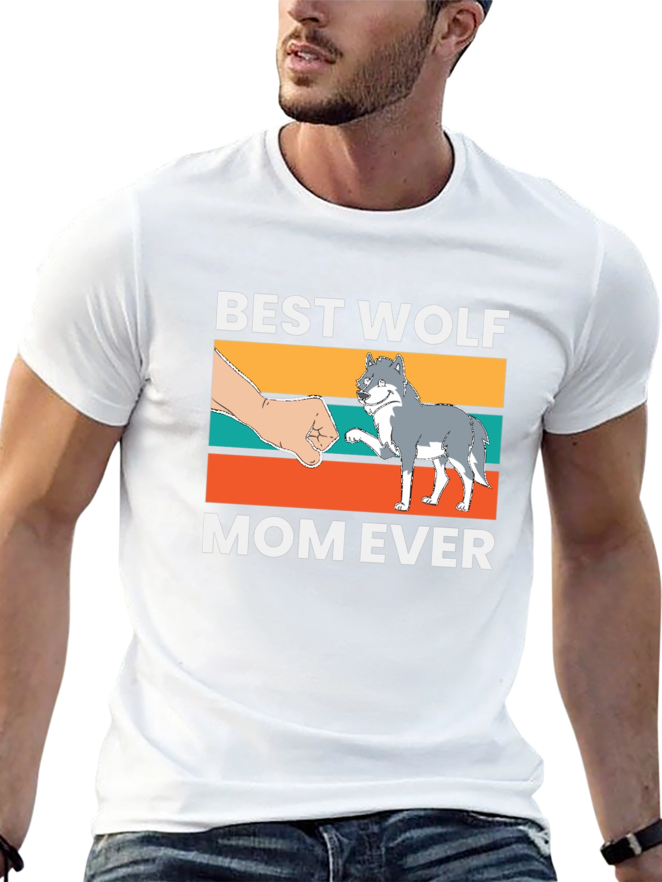 Black Best Wolf Mom Ever T-Shirt view 13