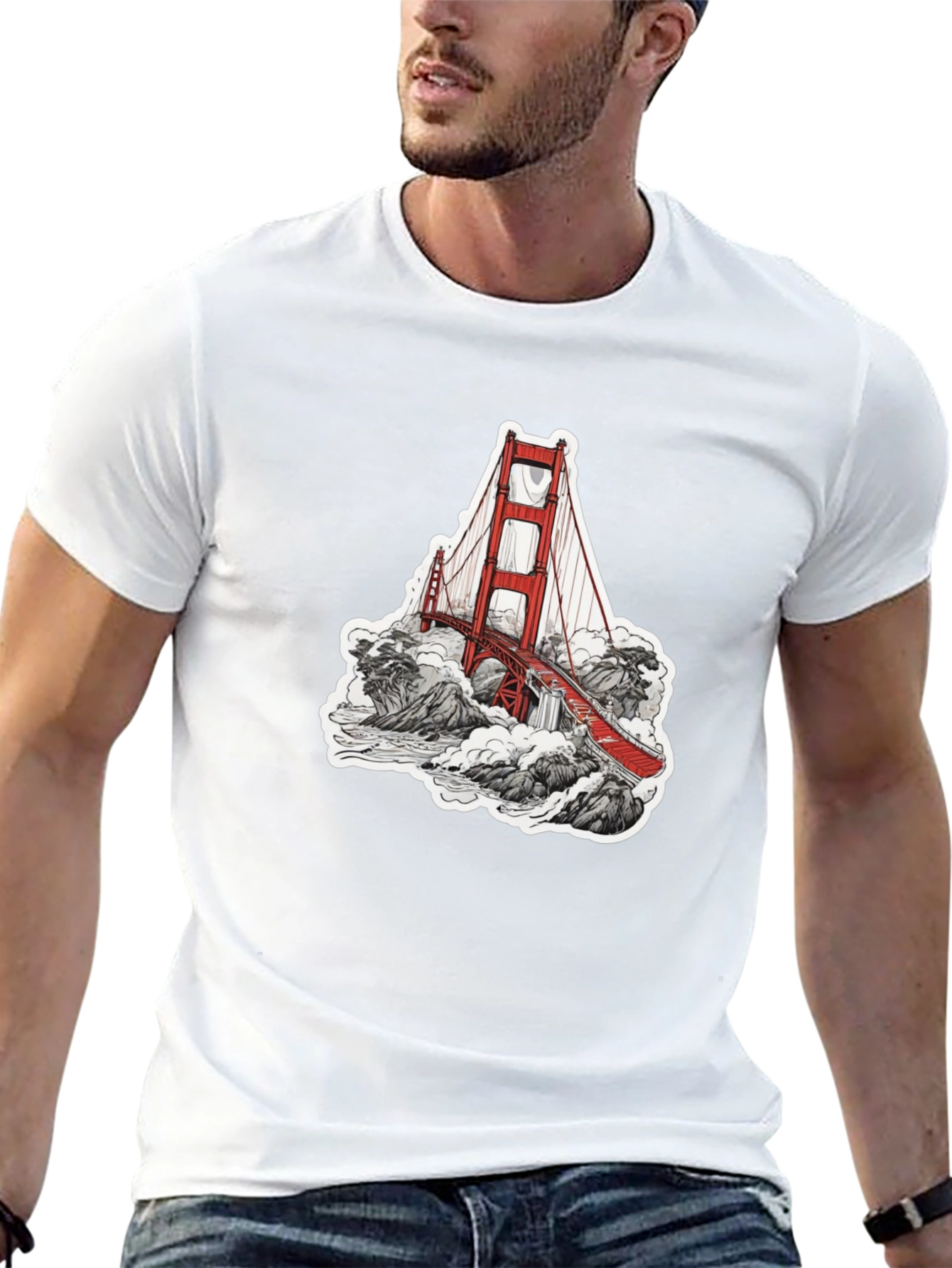 Black Golden Gate Bridge Graphic Tee - Black view 13