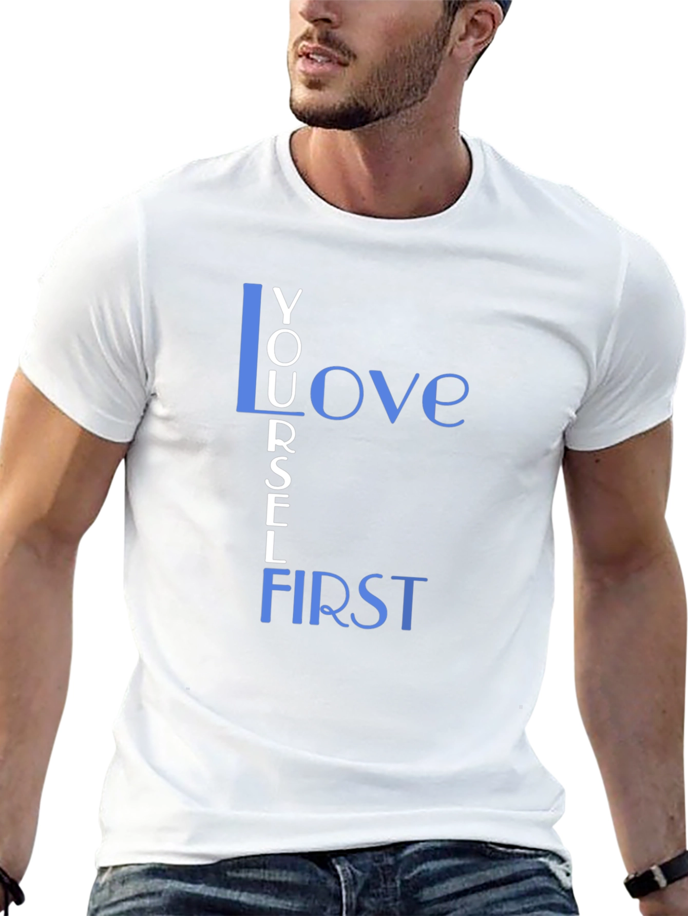 Black Love Yourself First Graphic Tee - Black Cotton view 13