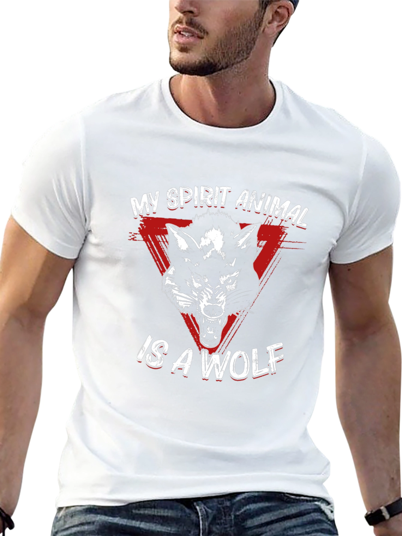 Black My Spirit Animal is a Wolf Graphic Tee - Black view 13