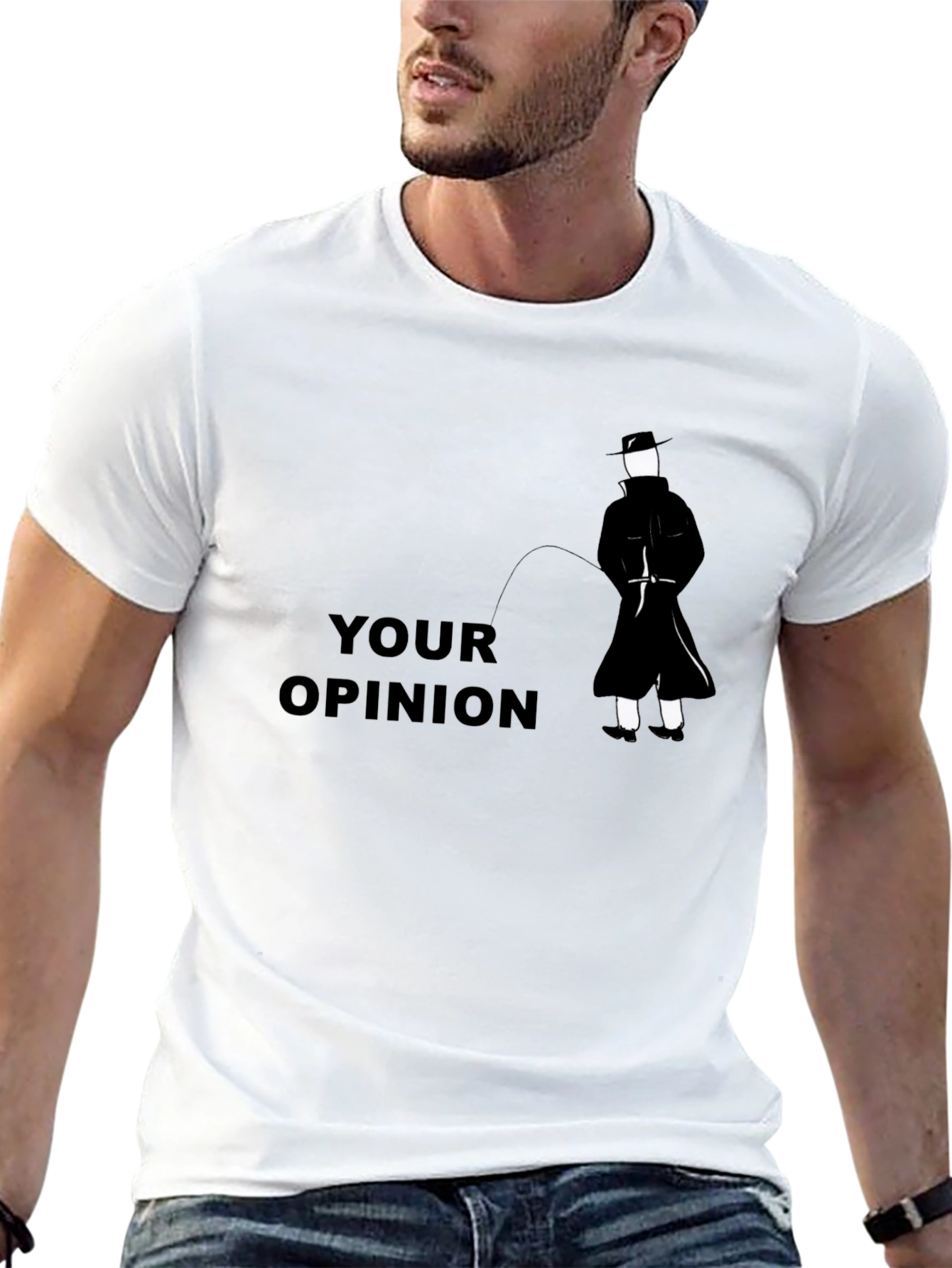 Black Humorous "Your Opinion" Graphic T-Shirt view 13