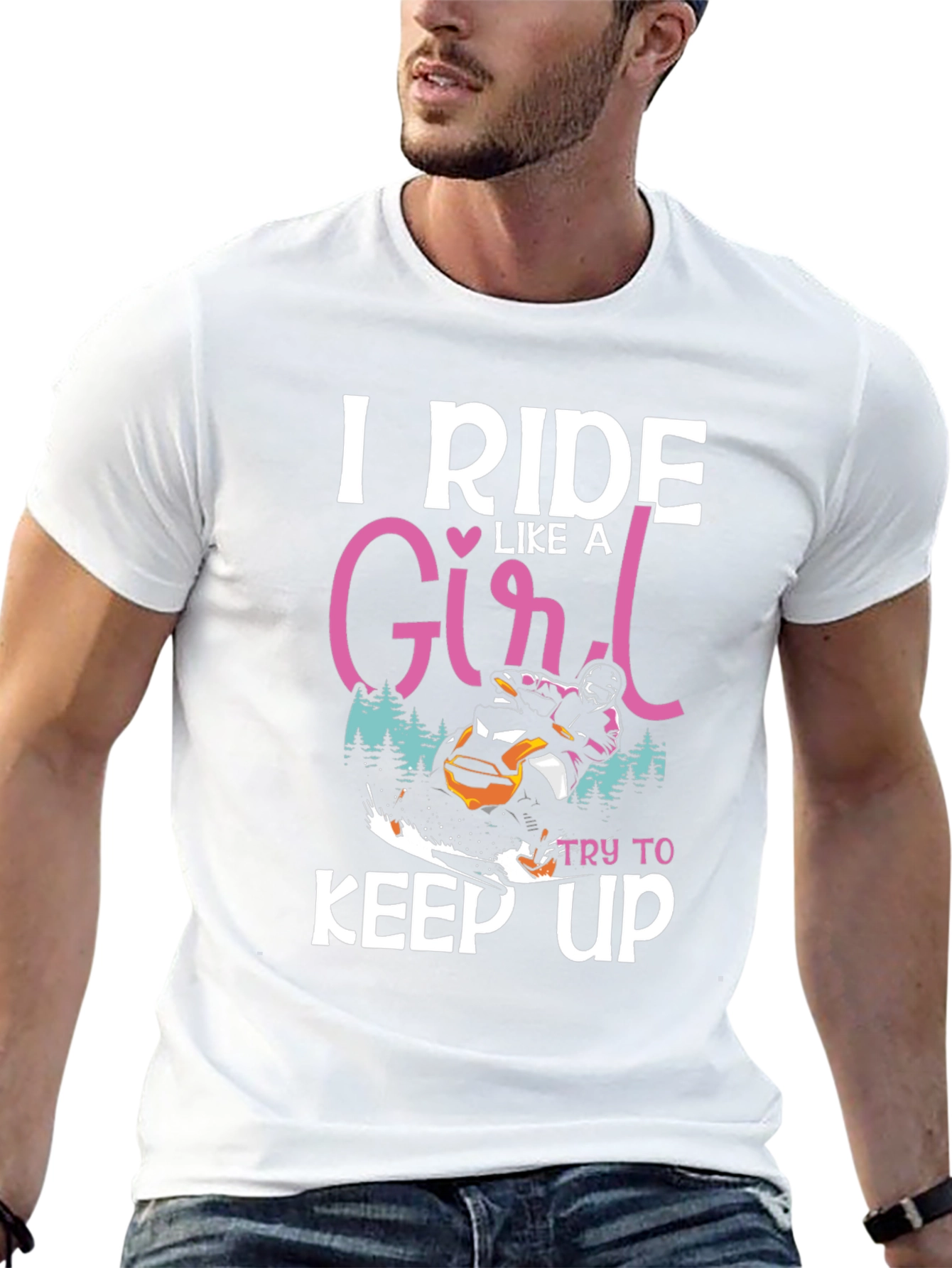 Black I Ride Like A Girl T-Shirt Snowmobile view 13
