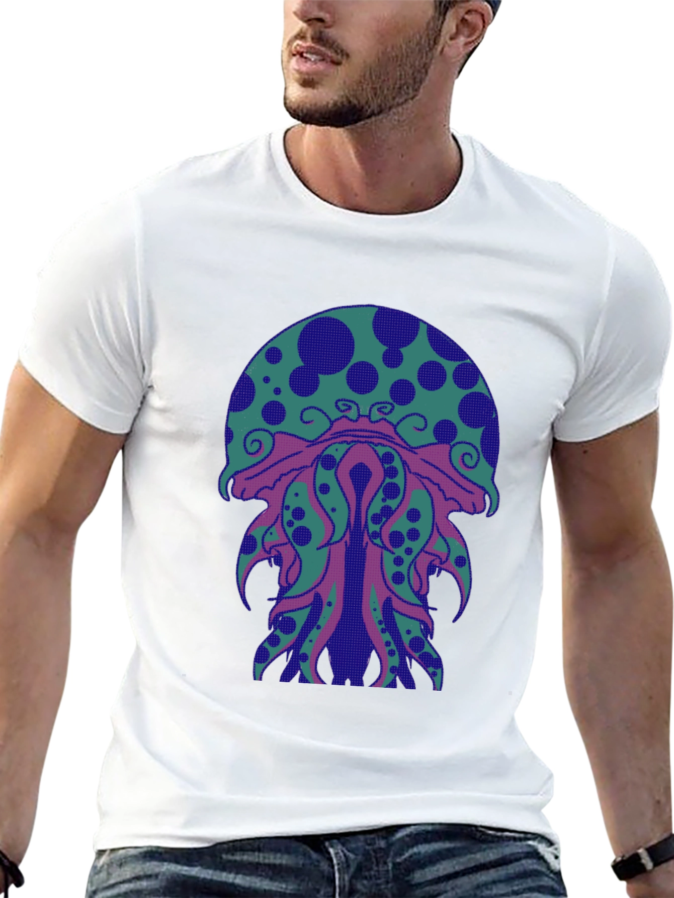 Black Psychedelic Jellyfish Graphic Tee - Black Cotton view 13
