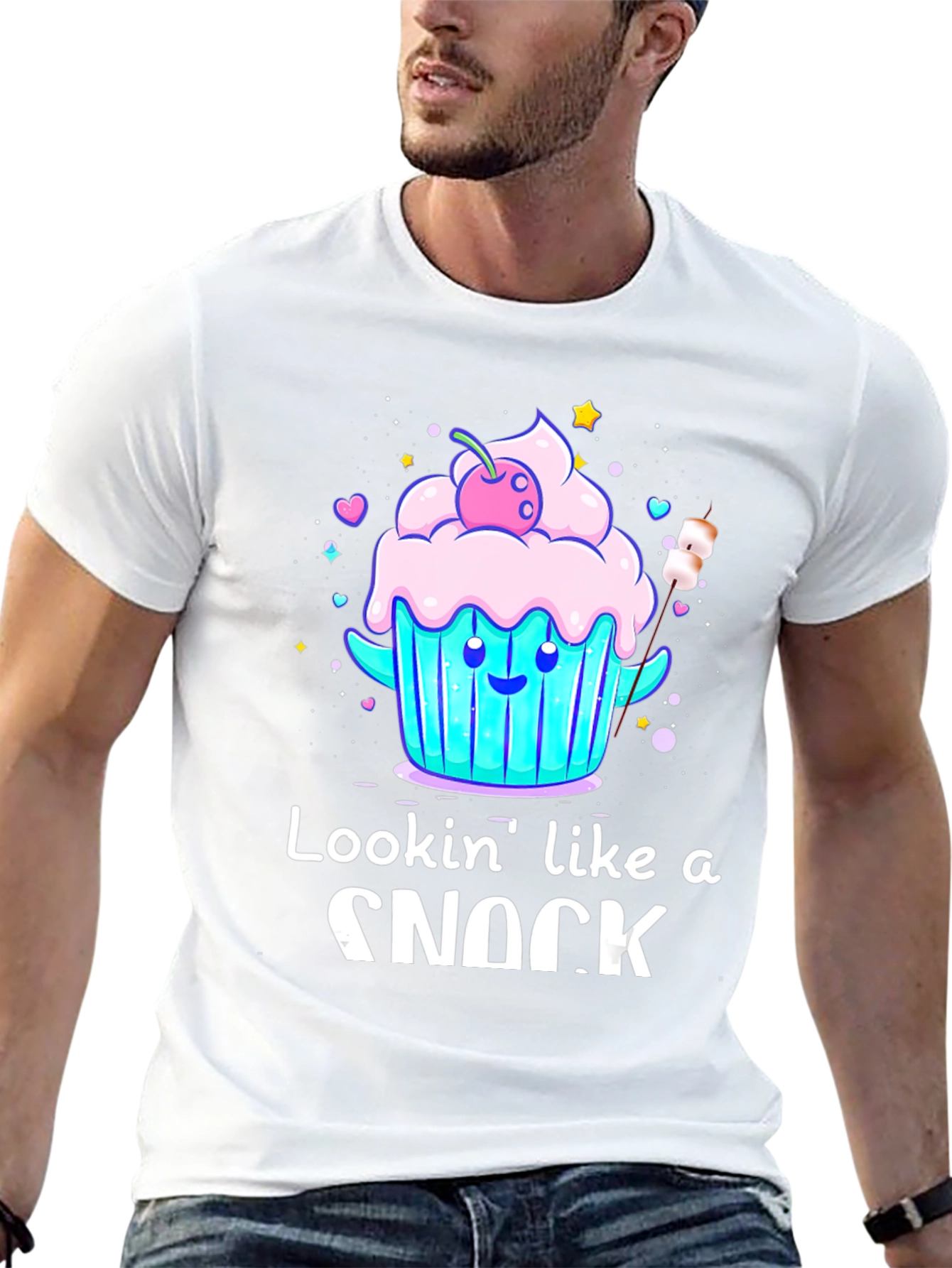 Black Lookin' Like A Snack T-Shirt - Cute Cupcake Design view 13