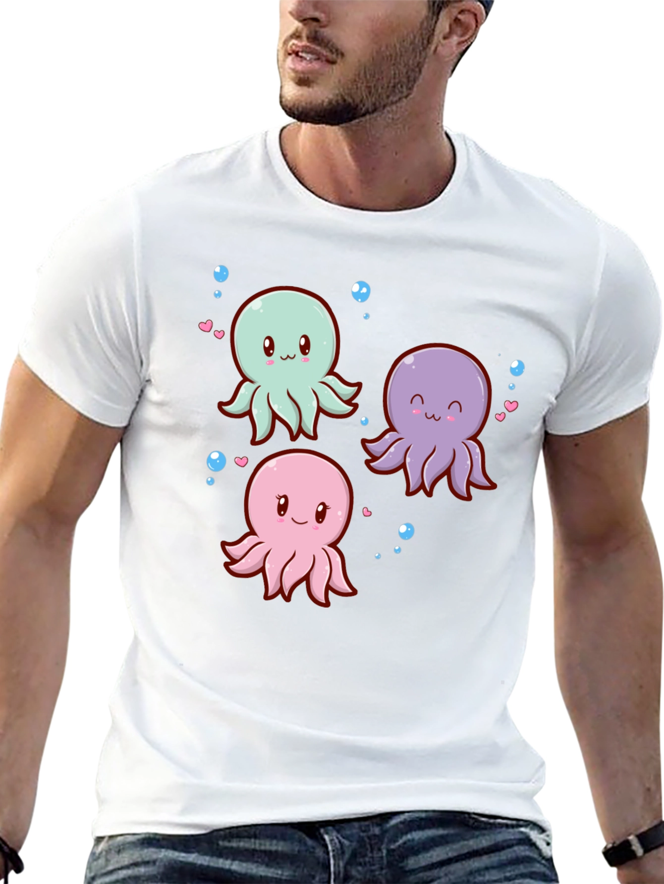 Black Cute Octopus Graphic Tee view 13