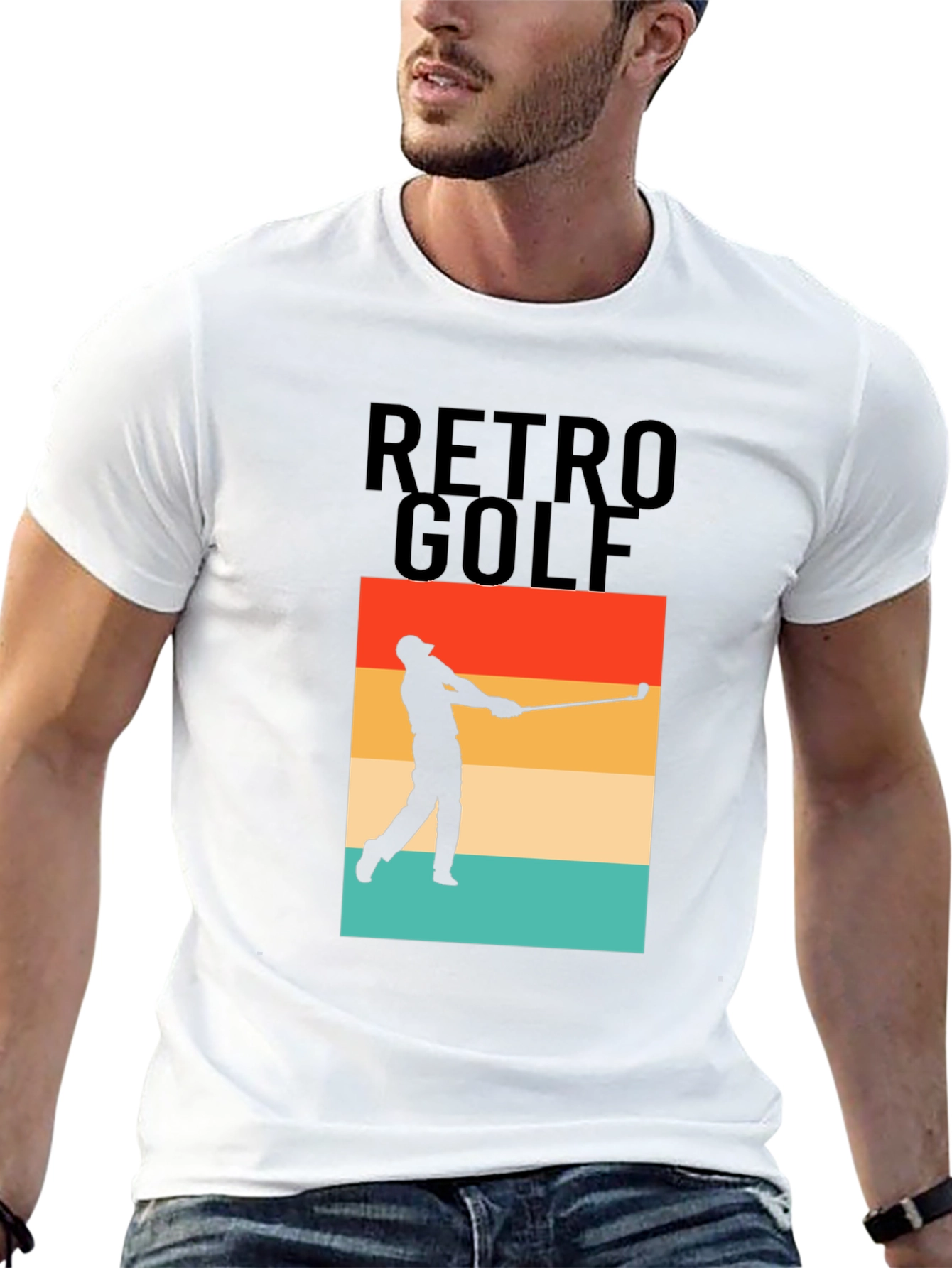 Black Retro Golf T-Shirt - Golfer Silhouette Tee view 13