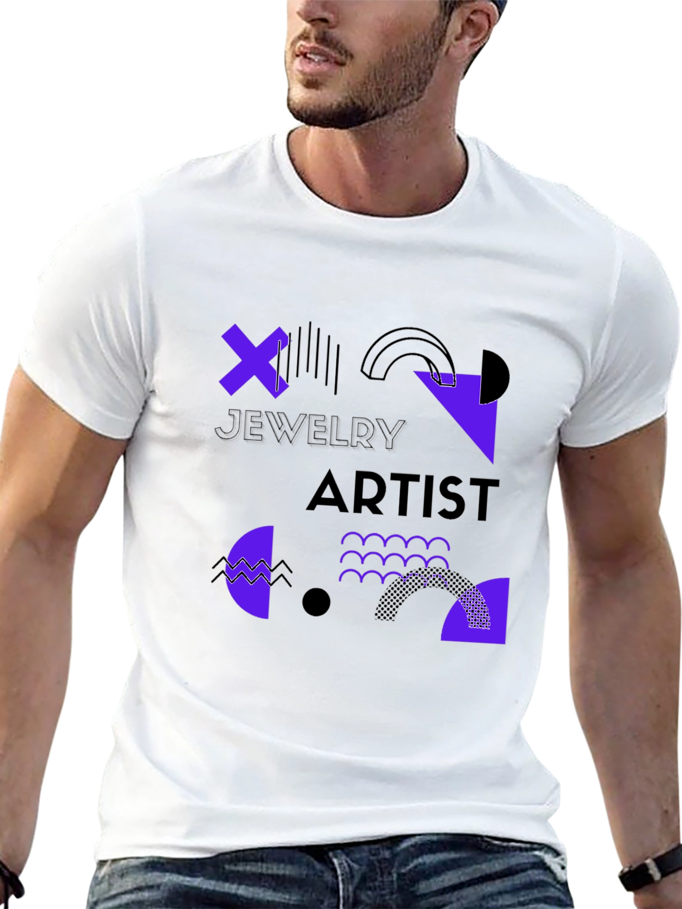 Black Jewelry Artist Graphic Tee - Modern Geometric Design view 13